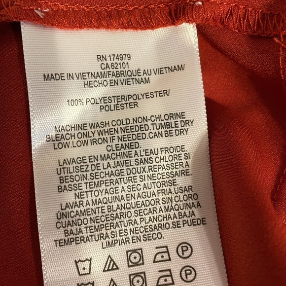 BCBG women’s blouse large 12 14 peplum sleeveless orange red rustic tailor NWT - Picture 8 of 9